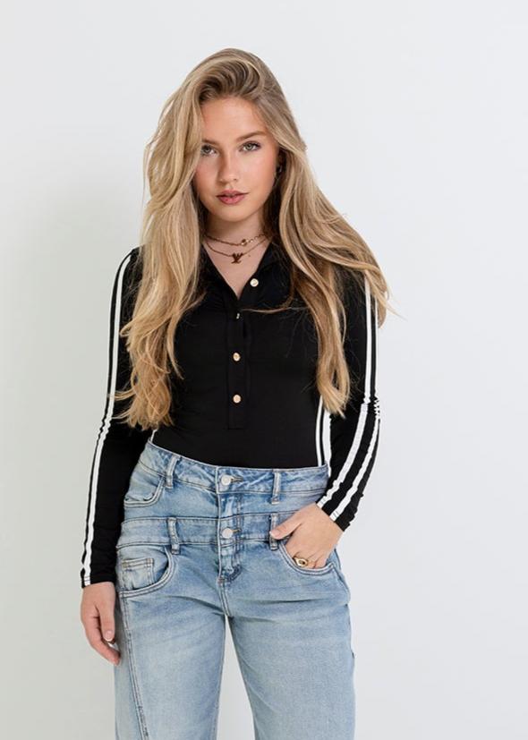 Zwarte body gestreept