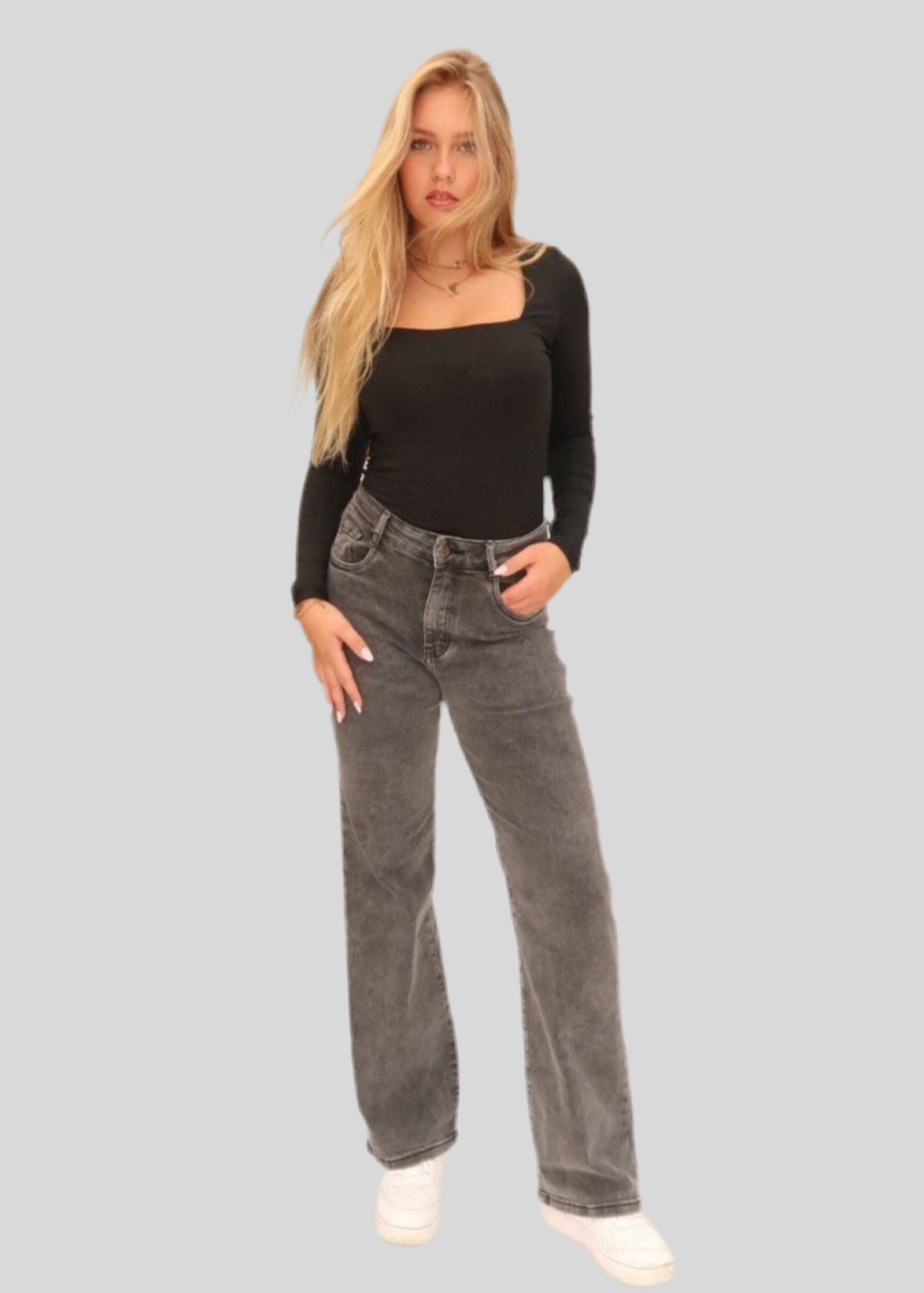 Grijze wide leg jeans
