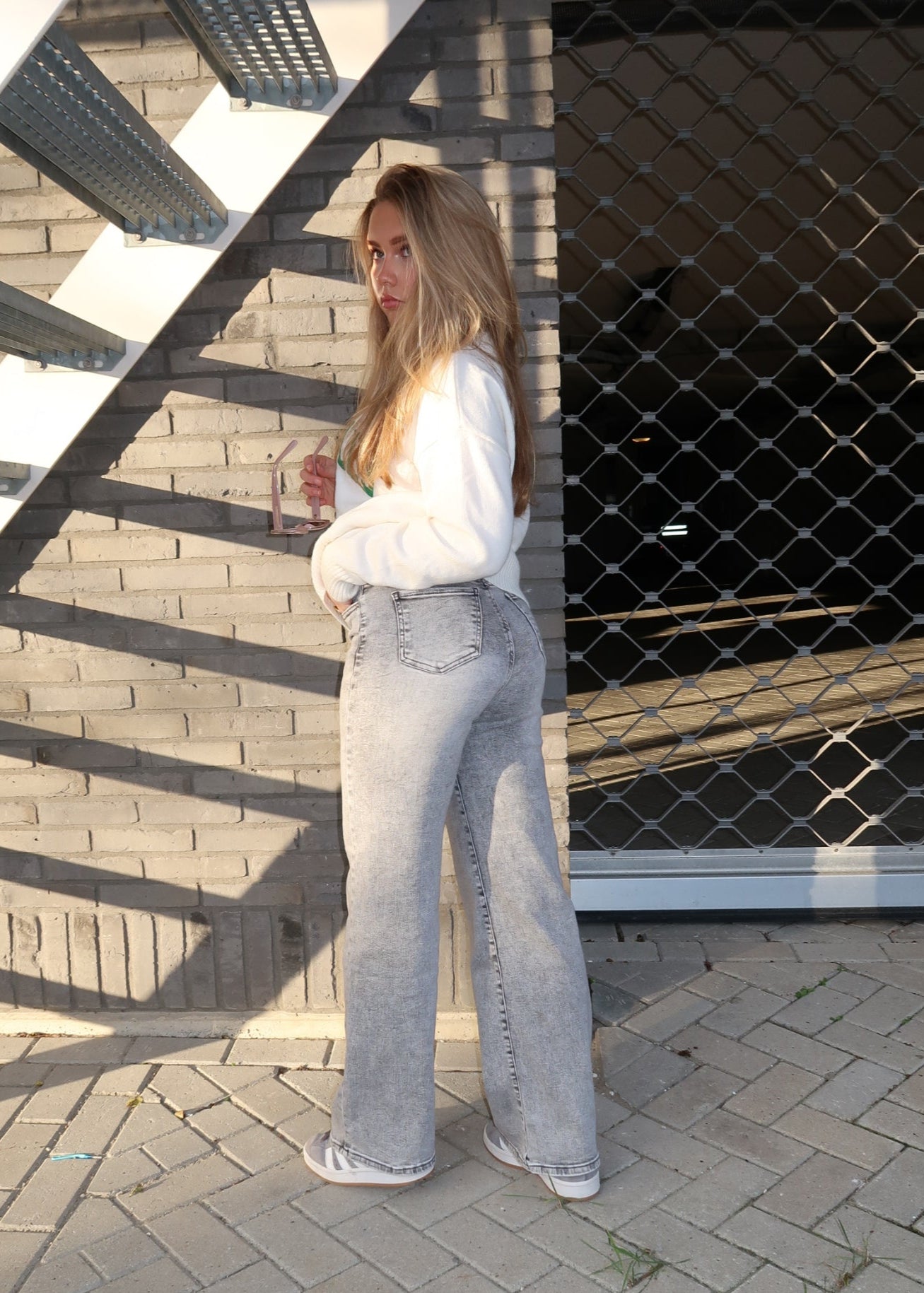 Wide leg jeans soft grey