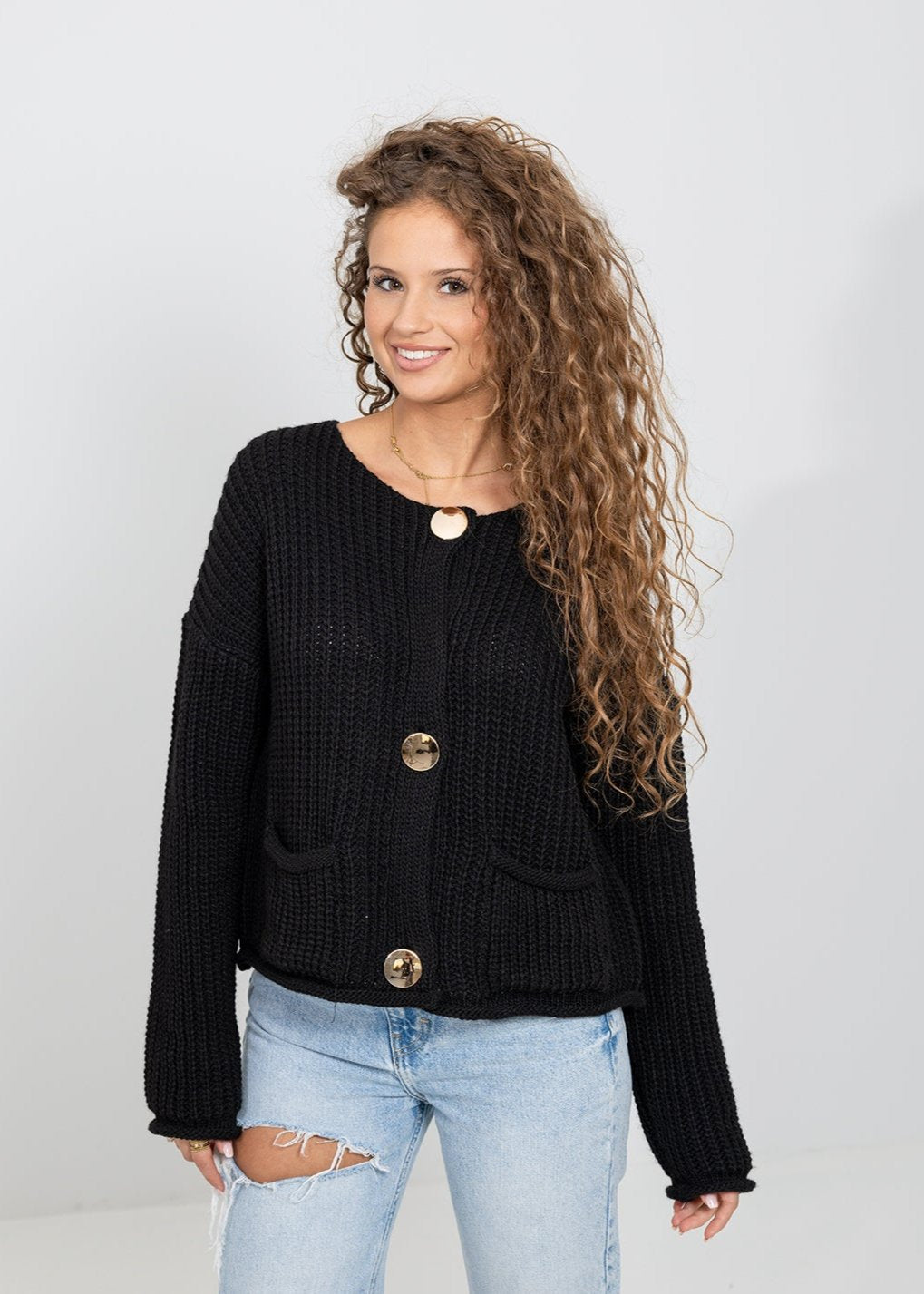 Gebreid vest zwart