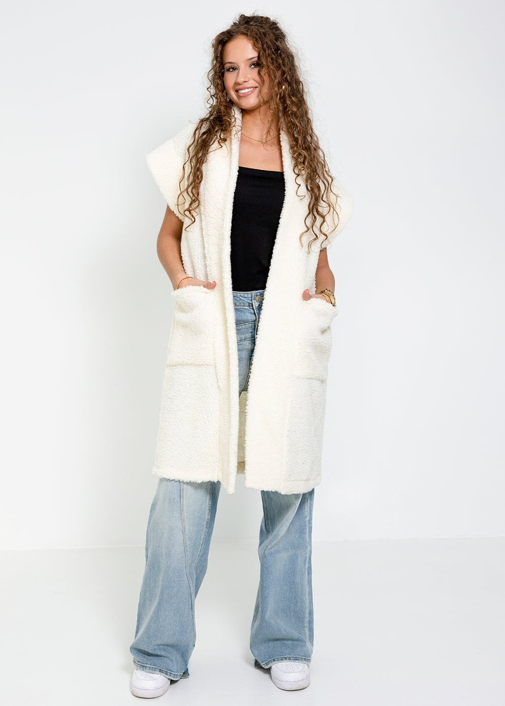 Teddy gilet lang model