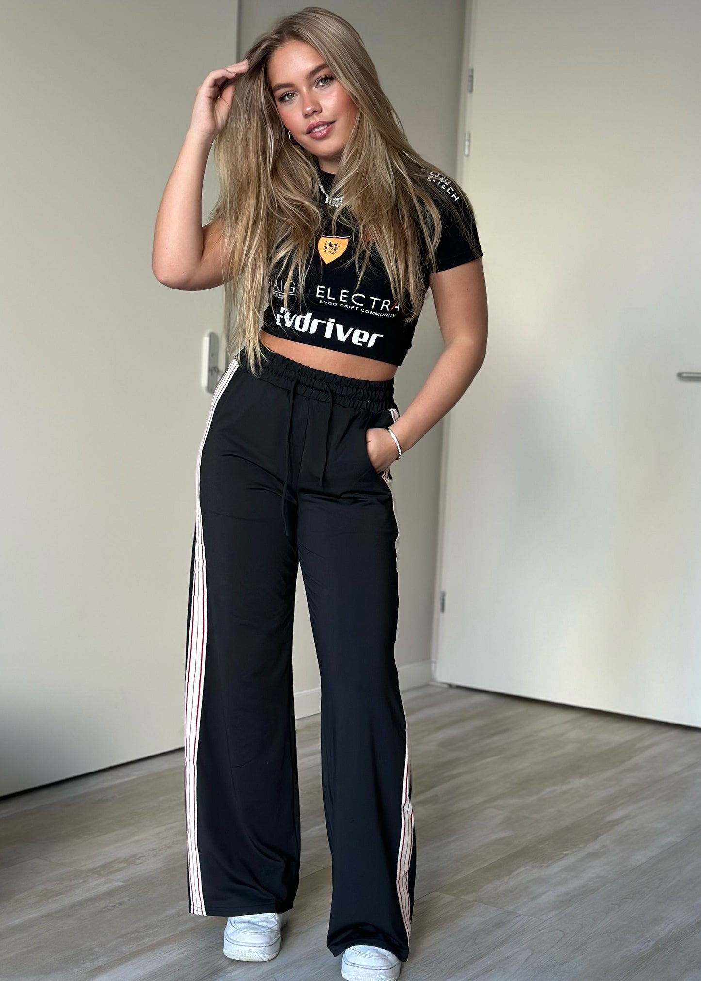 Zwarte sporty broek met band