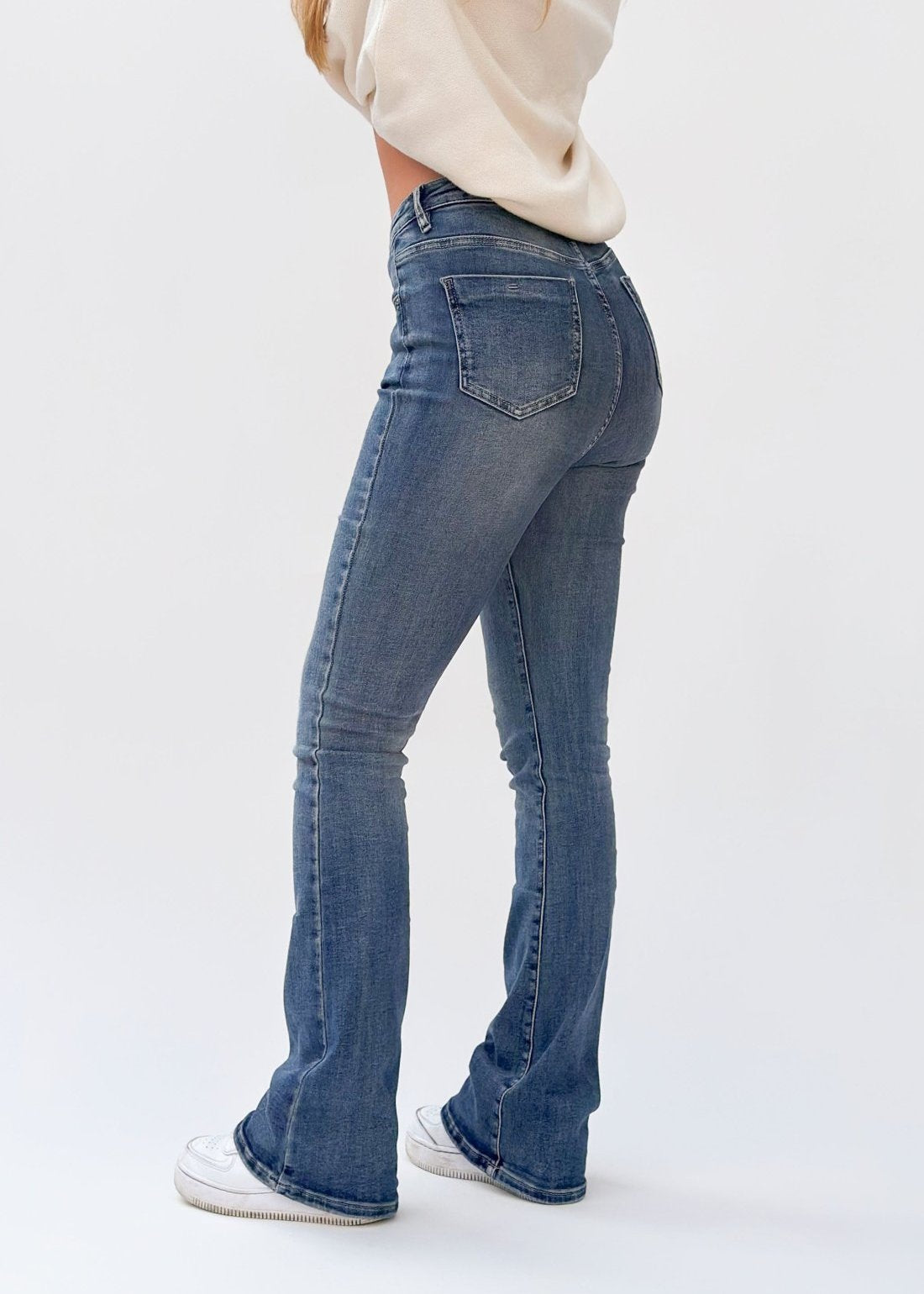 Flared jeans stretch deep blue