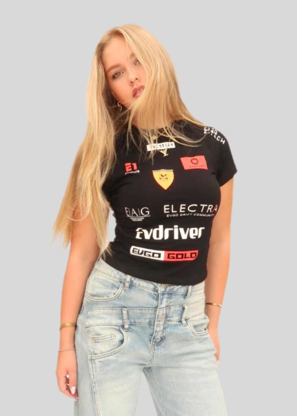 Zwarte slimfit racing top